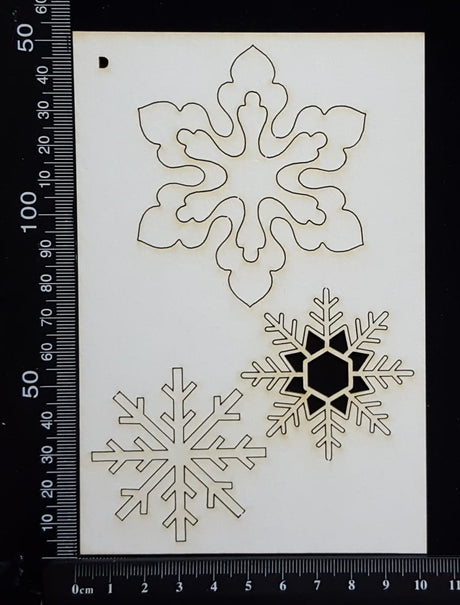 Snowflake Set - D - White Chipboard
