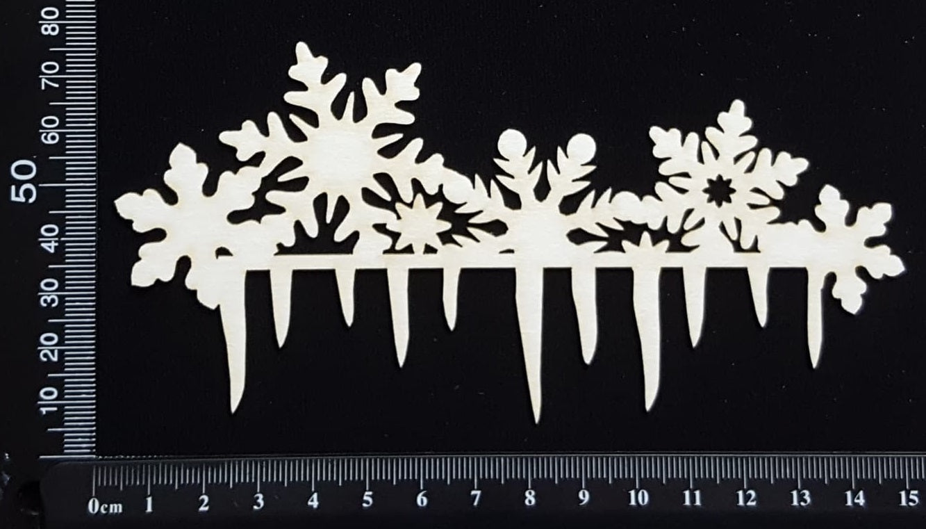 Snowflake and Icicle Border - B - Small - White Chipboard