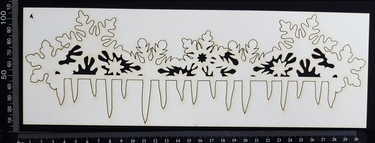 Snowflake and Icicle Border - A - Large - White Chipboard