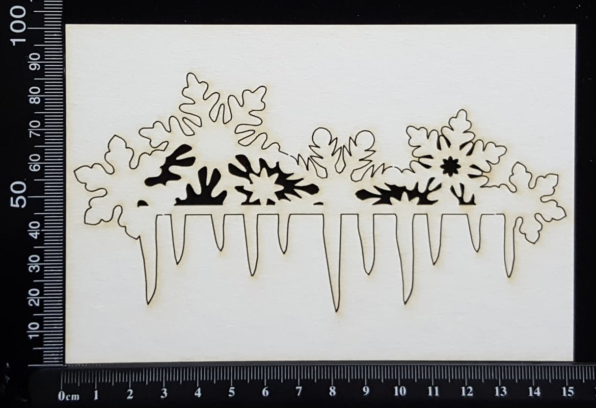 Snowflake and Icicle Border - B - Small - White Chipboard