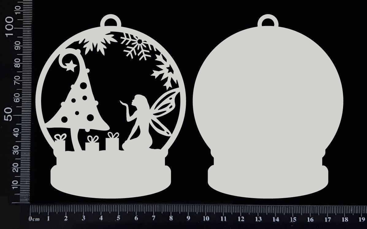 Snow Globe - Fairy Christmas - B - White Chipboard