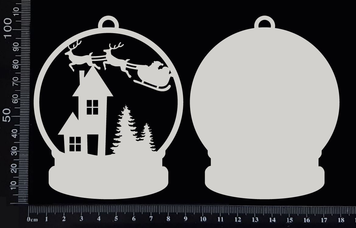Snow Globe - Santa's Sleigh - White Chipboard