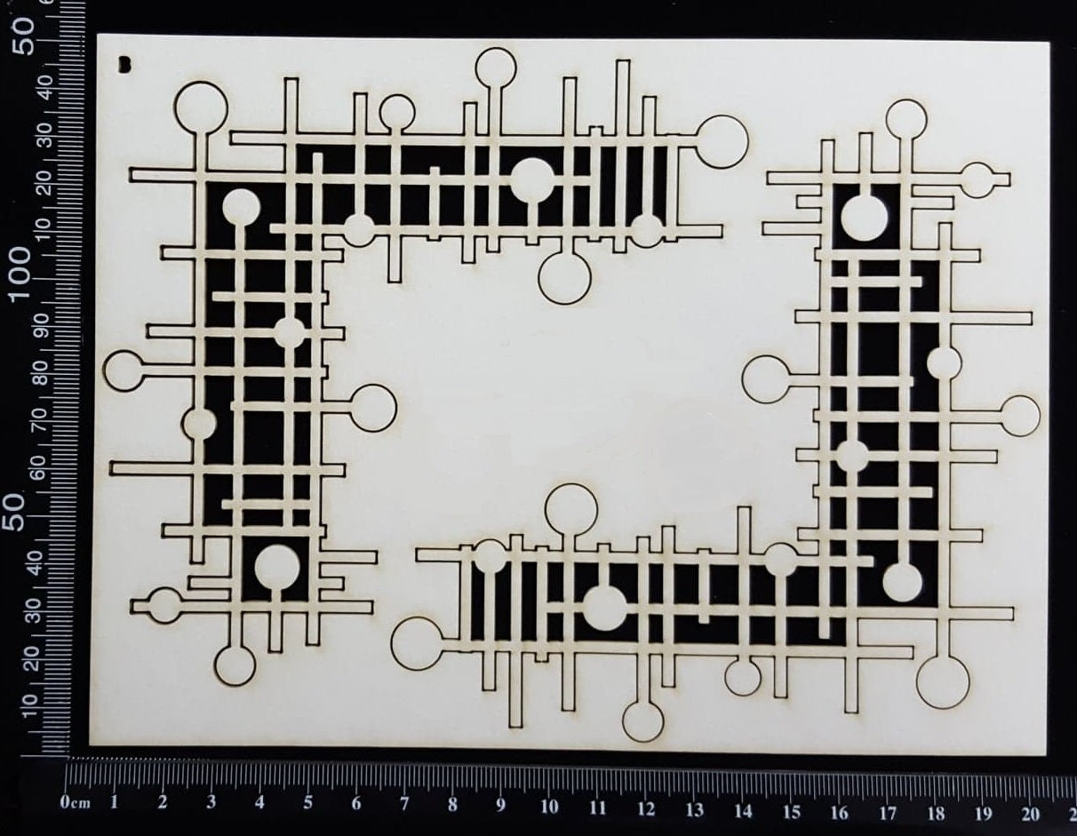 Sphere Grid Mesh Corners Set - B - White Chipboard