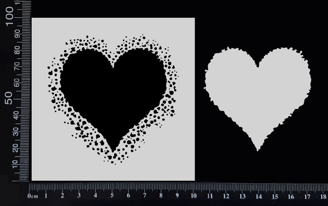 Splatter Heart - Stencil - 100mm x 100mm