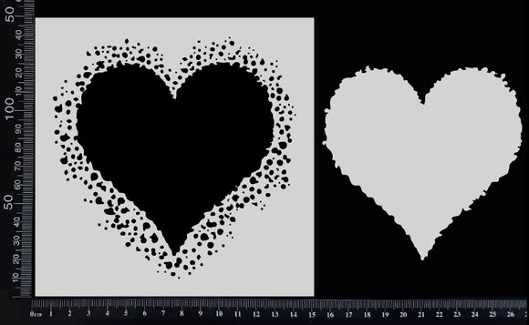 Splatter Heart - Stencil - 150mm x 150mm