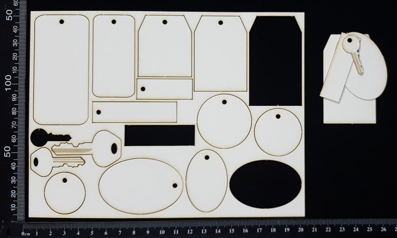 Stackables Set - Tags and Charms - White Chipboard