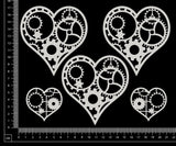 Steampunk Hearts Set - A - White Chipboard
