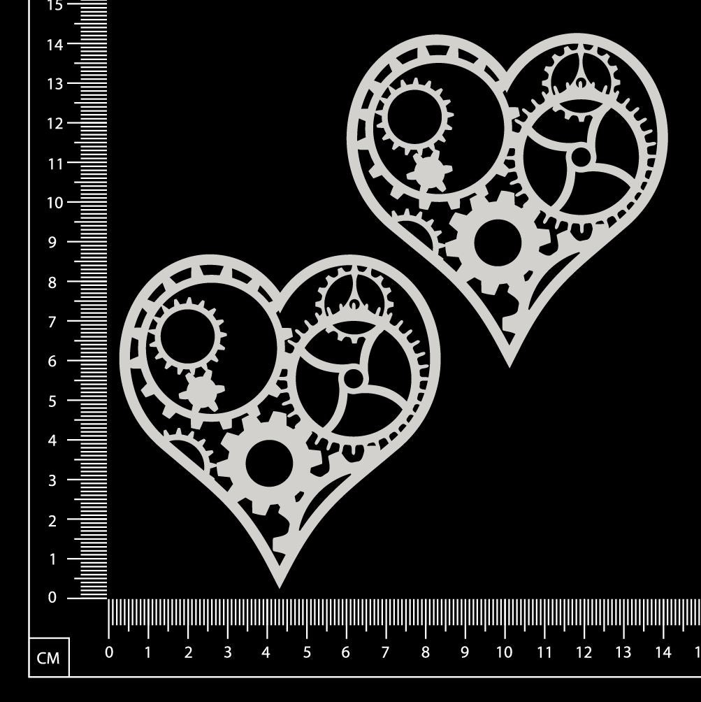 Steampunk Hearts Set - B - White Chipboard