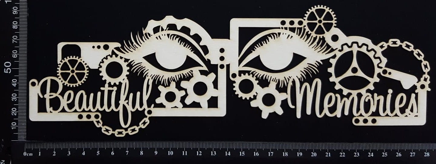 Steampunk Border - Beautiful Memories - White Chipboard