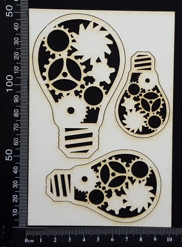 Steampunk Bulbs Set - E - White Chipboard