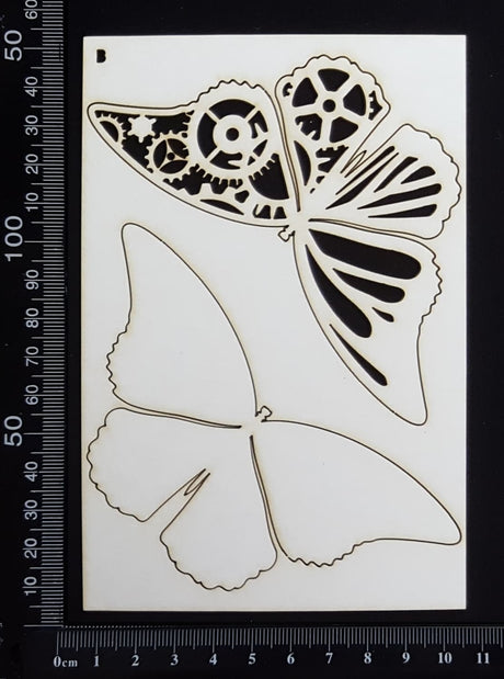 Steampunk Butterfly Set - B - White Chipboard