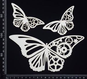 Steampunk Butterfly Set - C - White Chipboard