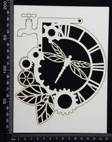 Steampunk Dragonfly Clock - White Chipboard