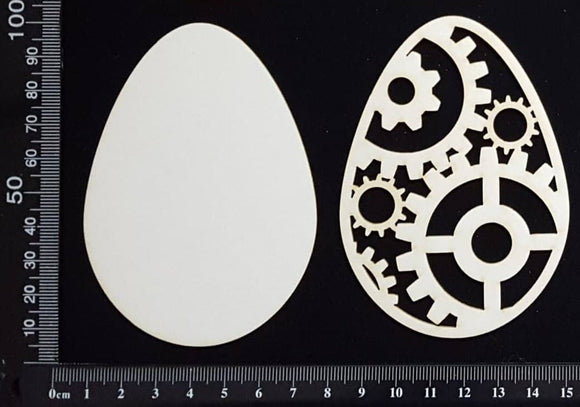 Steampunk Easter Egg - Layering Set - A - White Chipboard