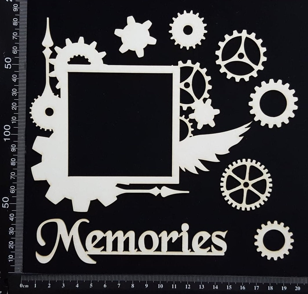 Steampunk Frame Set - B - White Chipboard