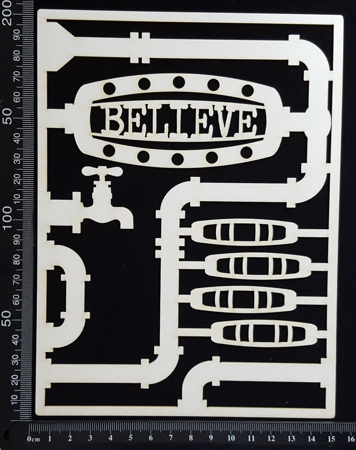 Steampunk Journal Panel - DB - Believe - Large - White Chipboard