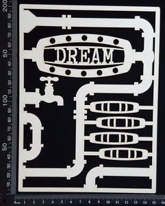 Steampunk Journal Panel - DF - Dream - Large - White Chipboard