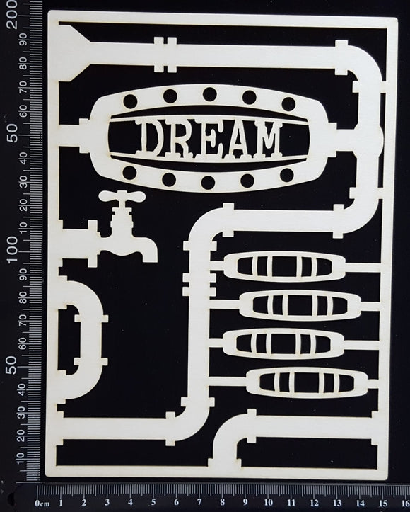 Steampunk Journal Panel - DF - Dream - Large - White Chipboard