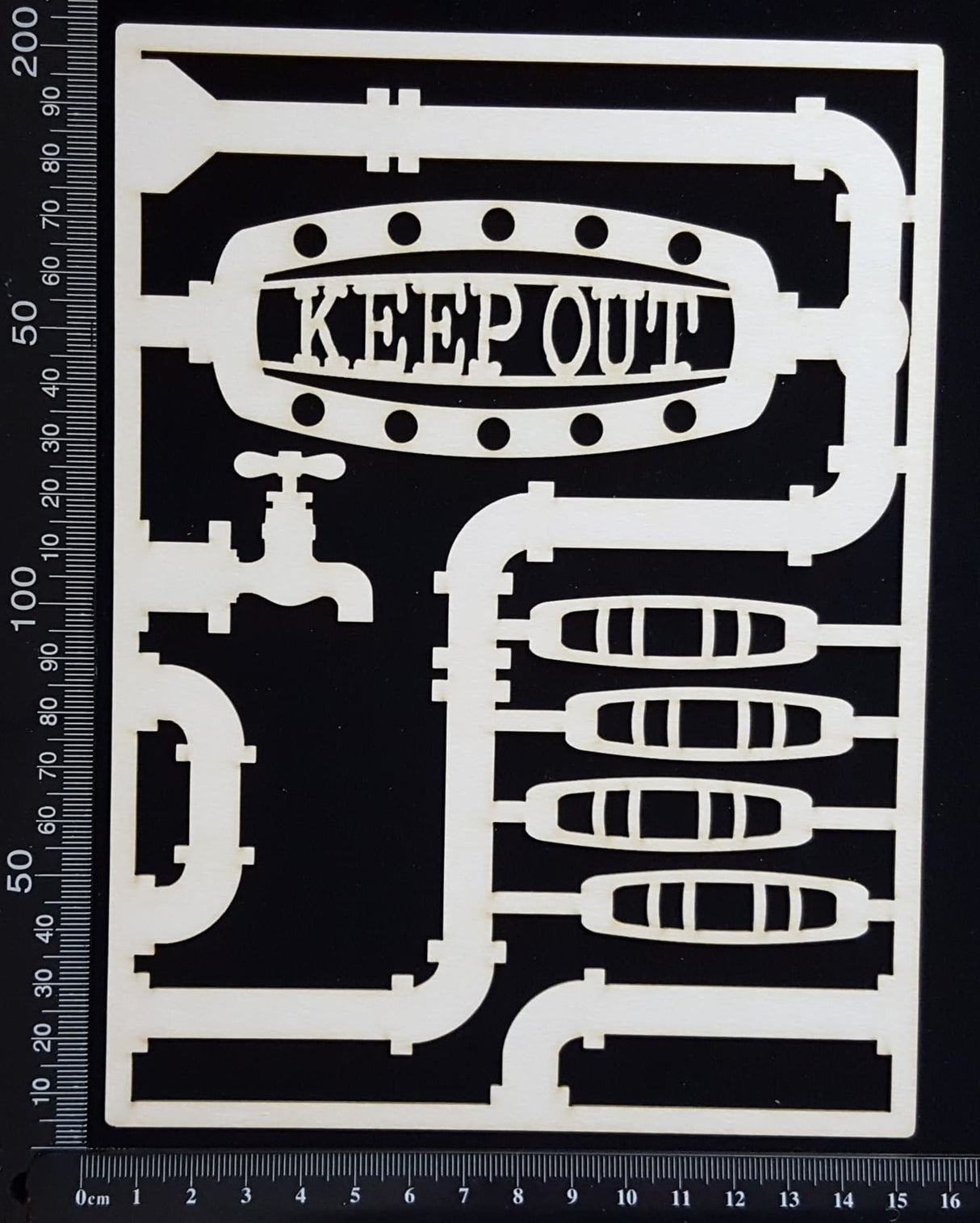 Steampunk Journal Panel - DK - Keep Out - Large - White Chipboard
