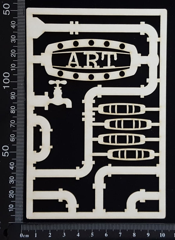 Steampunk Journal Panel - CA - Art - Small - White Chipboard