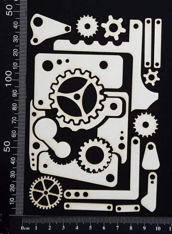 Steampunk Parts Set - A - White Chipboard