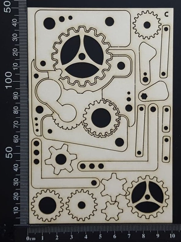 Steampunk Parts Set - C - White Chipboard