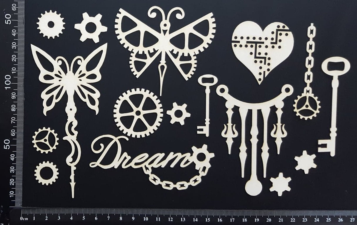 Steampunk Set - C - White Chipboard