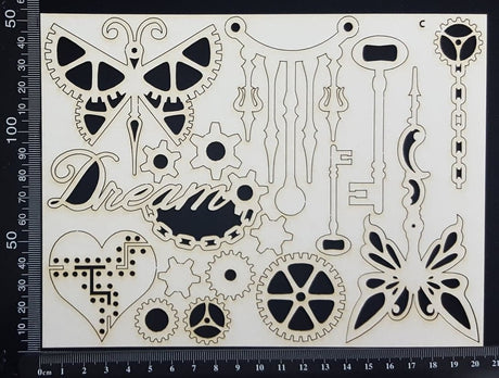 Steampunk Set - C - White Chipboard