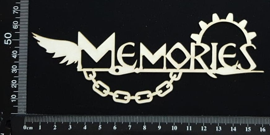 Steampunk Title - Memories - White Chipboard