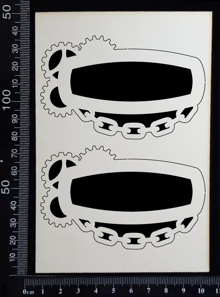 Steampunk Title Frame - DB - Set of 2 - Small - White Chipboard