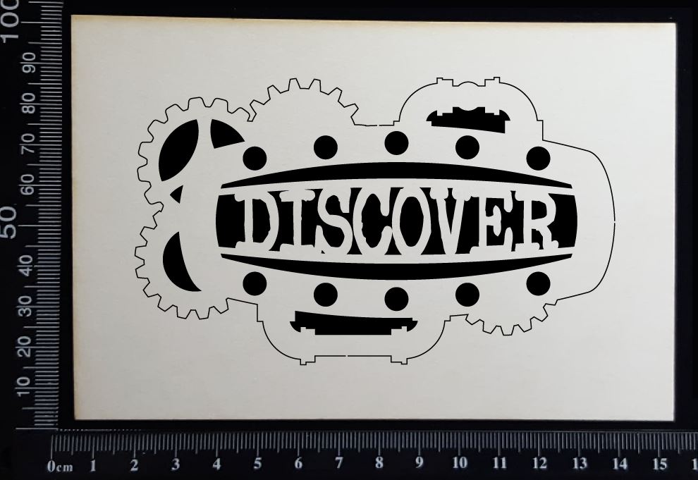 Steampunk Title Plate - FD - Discover - White Chipboard