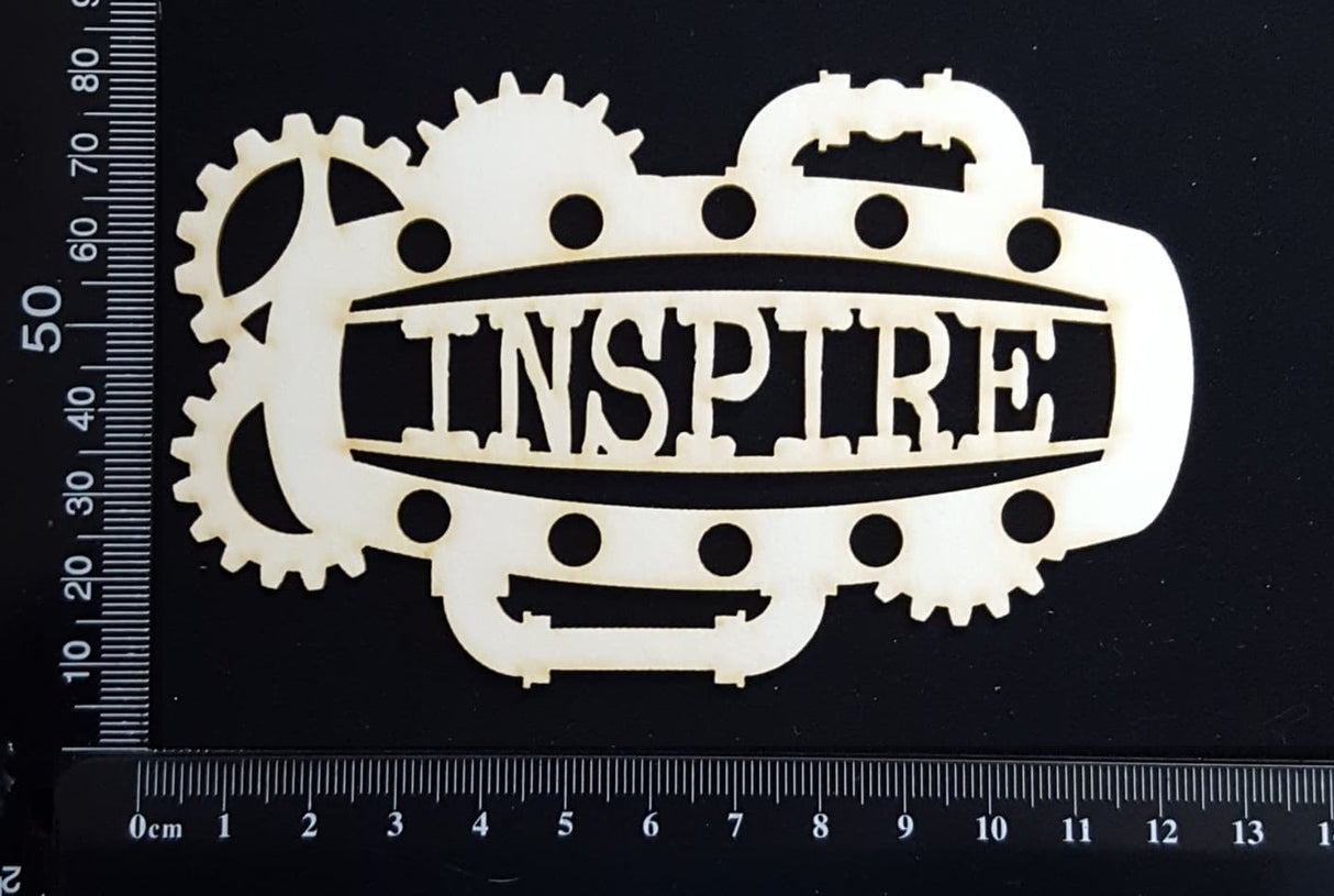 Steampunk Title Plate - FG - Inspire - White Chipboard