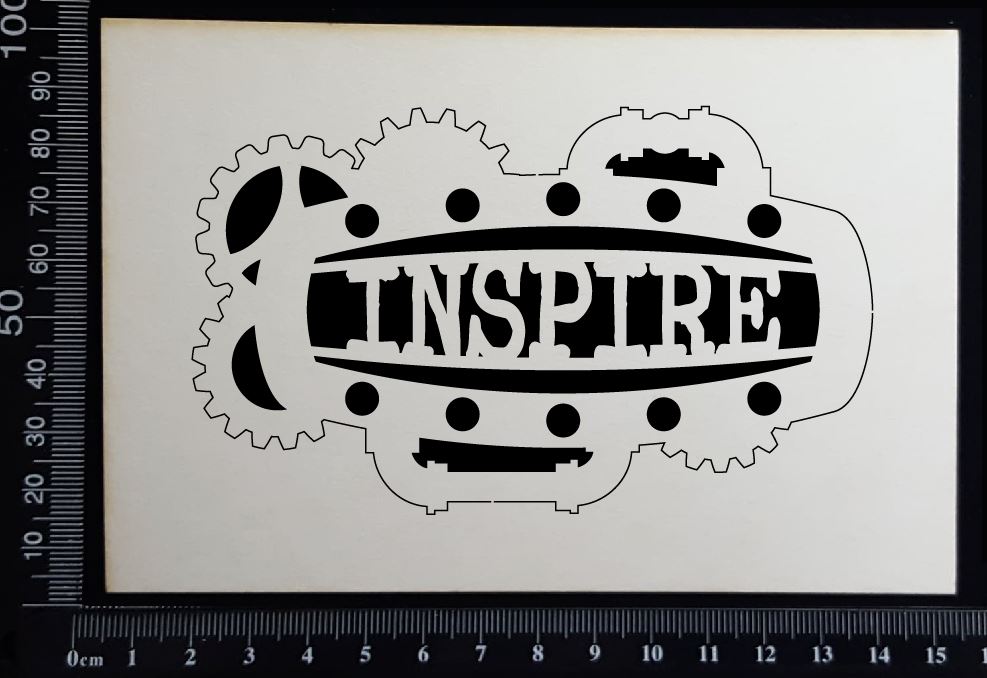 Steampunk Title Plate - FG - Inspire - White Chipboard
