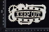 Steampunk Title Plate - FJ - Keep Out - White Chipboard