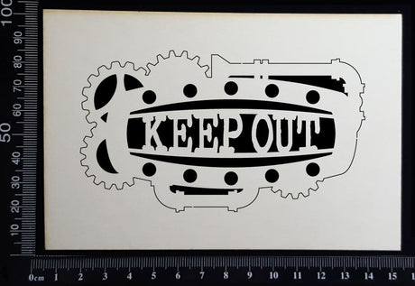 Steampunk Title Plate - FJ - Keep Out - White Chipboard