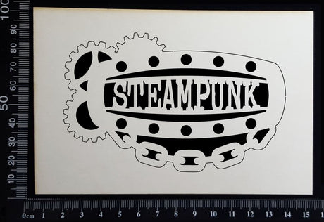 Steampunk Title Plate - FM - Steampunk - White Chipboard