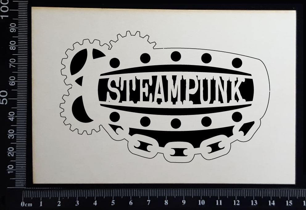 Steampunk Title Plate - FM - Steampunk - White Chipboard