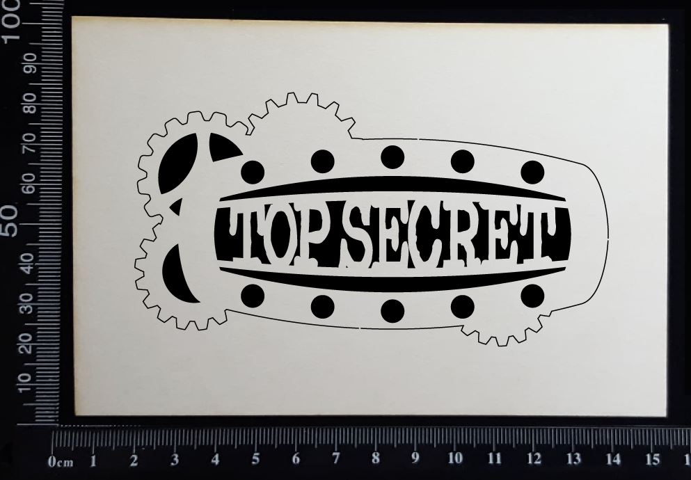 Steampunk Title Plate - FN - Top Secret - White Chipboard