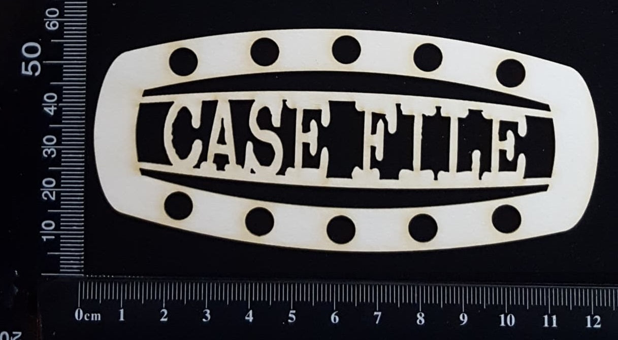 Steampunk Title Plate - GC - Case File - White Chipboard