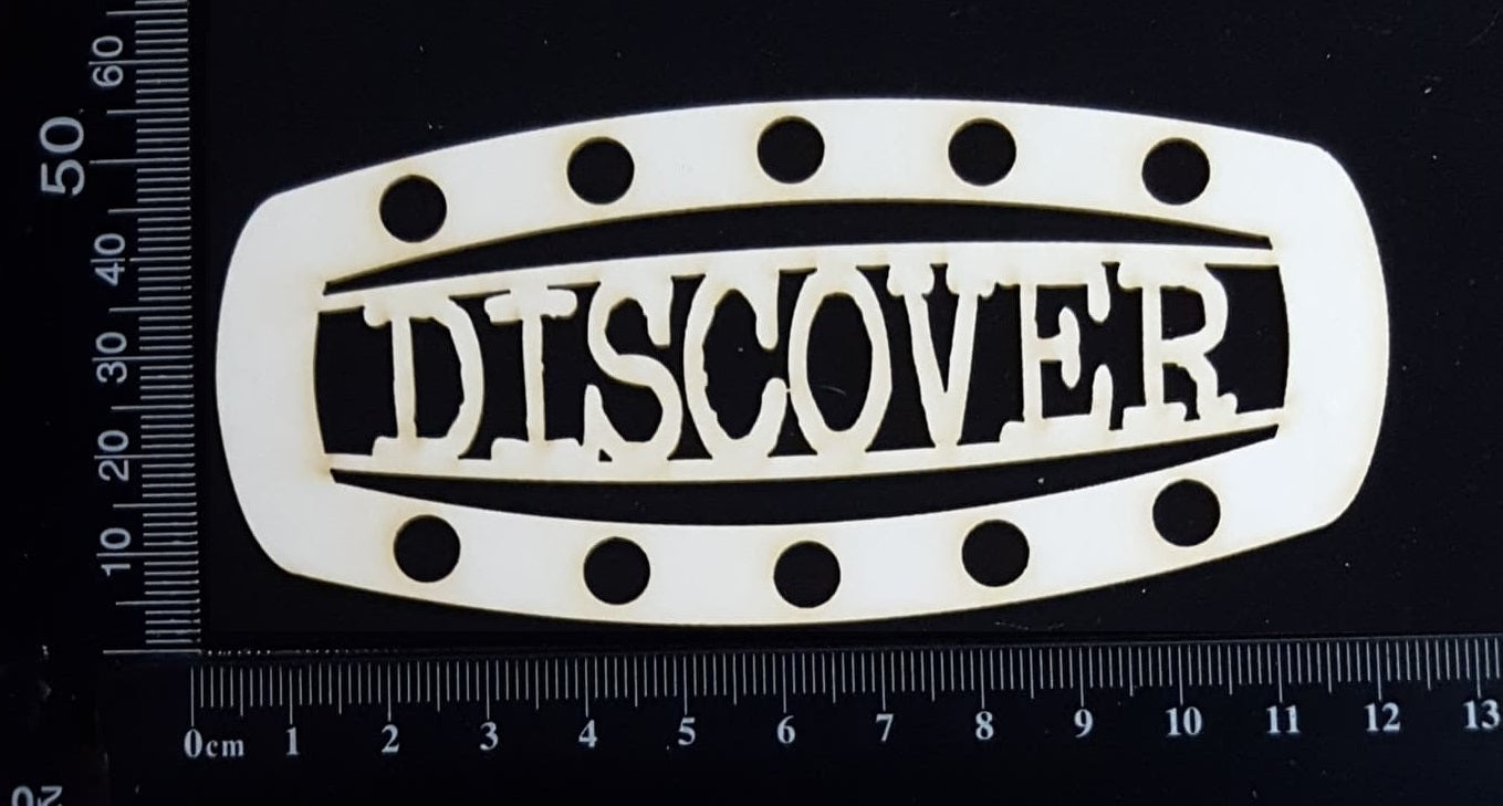 Steampunk Title Plate - GD - Discover - White Chipboard