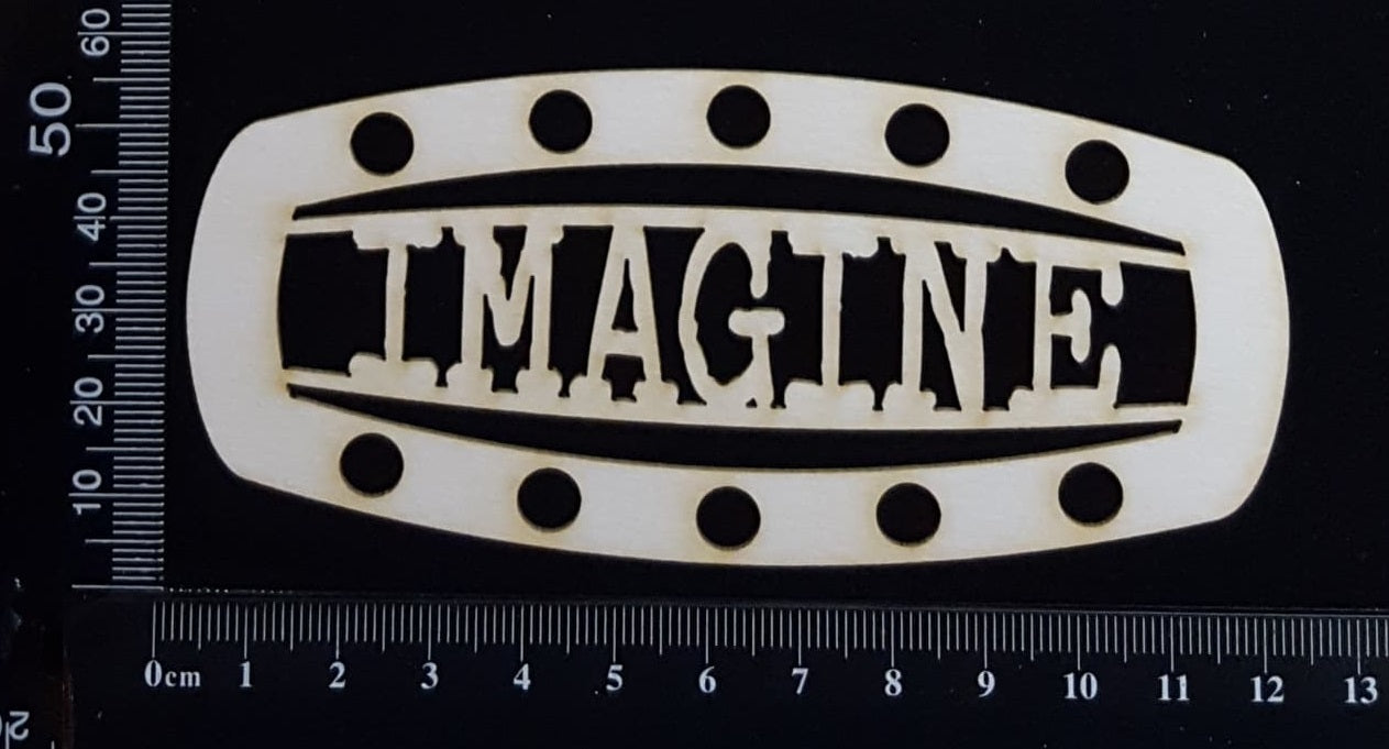 Steampunk Title Plate - GF - Imagine - White Chipboard