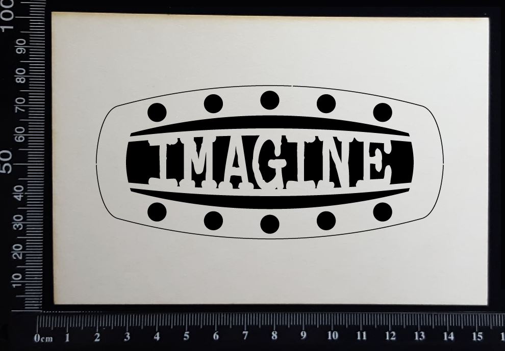 Steampunk Title Plate - GF - Imagine - White Chipboard