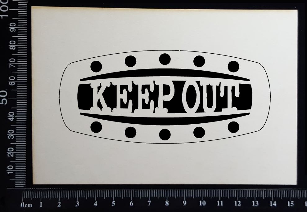 Steampunk Title Plate - GJ - Keep Out - White Chipboard