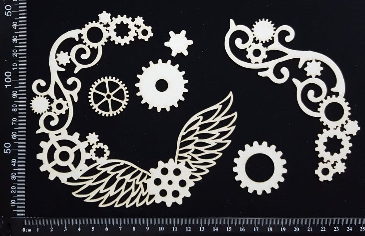 Steampunk Open Frame and Flourish - White Chipboard