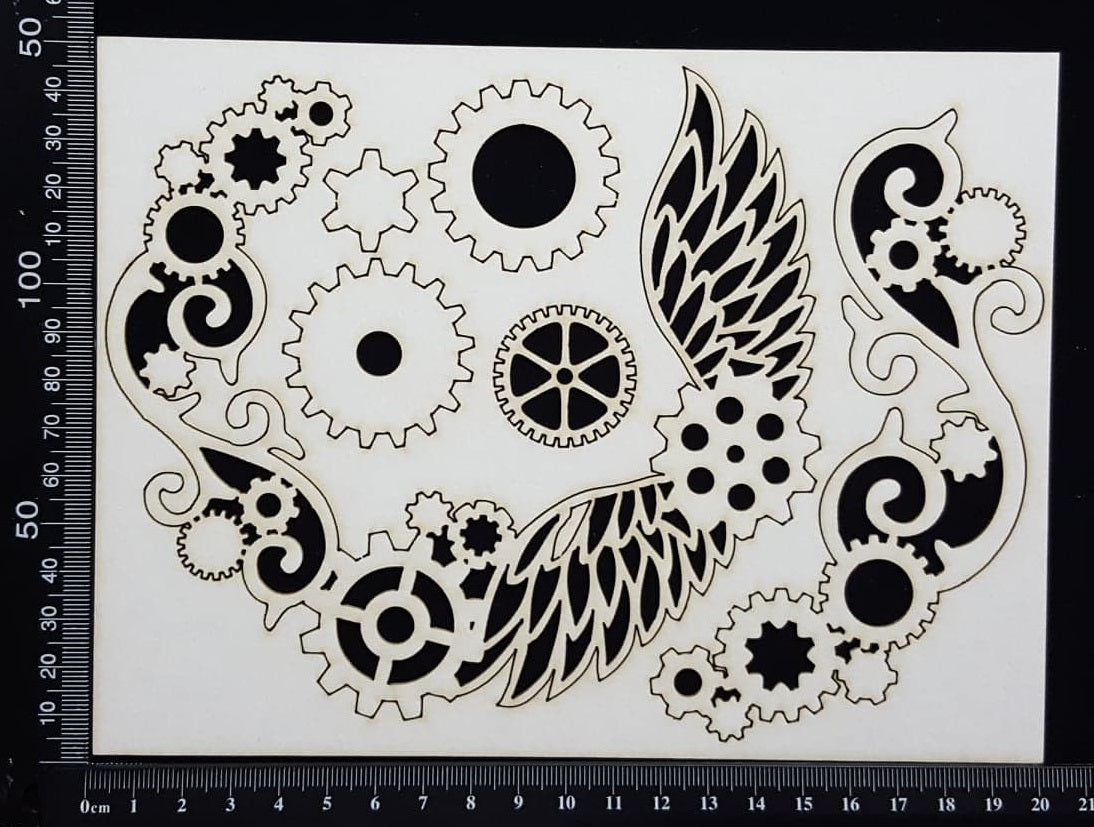 Steampunk Open Frame and Flourish - White Chipboard