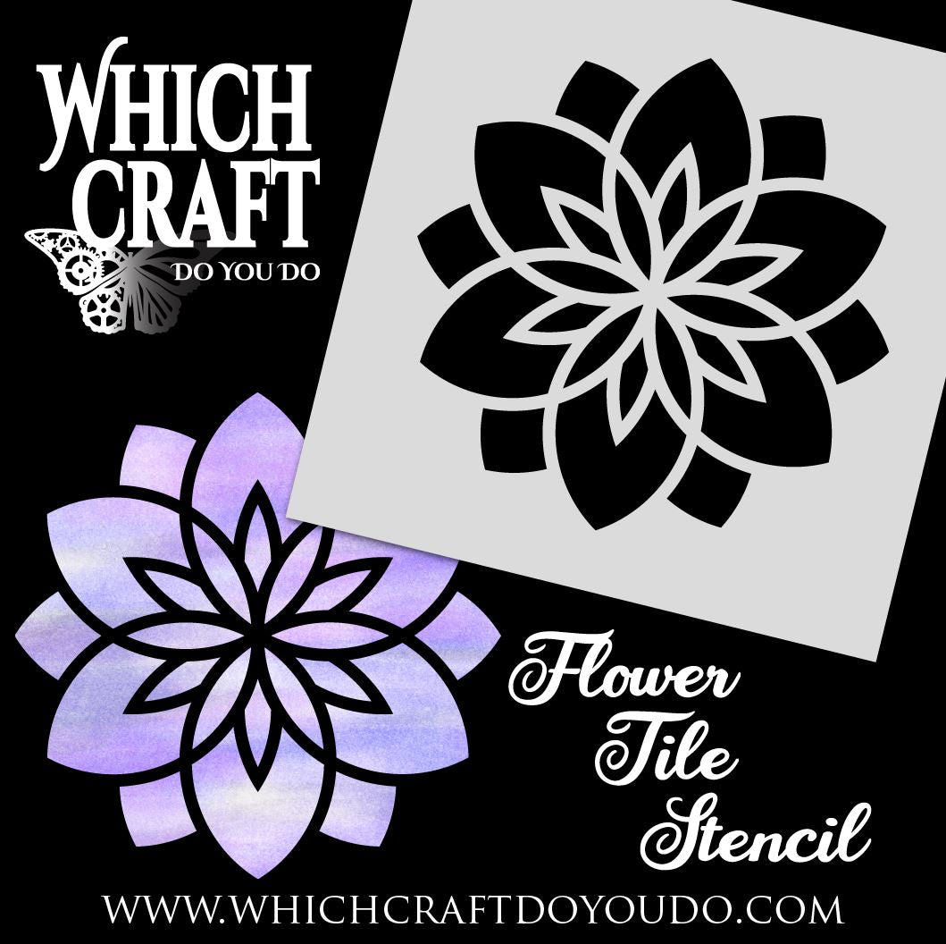 Flower Tile - A - Stencil - 100mm x 100mm