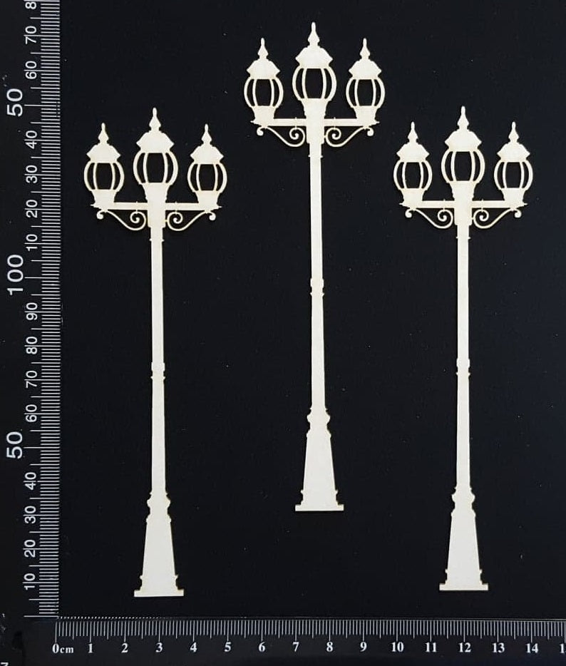 Street Lamp Set - B - White Chipboard