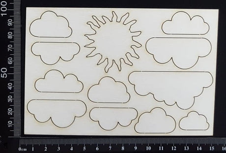 Sun and Clouds Set - White Chipboard