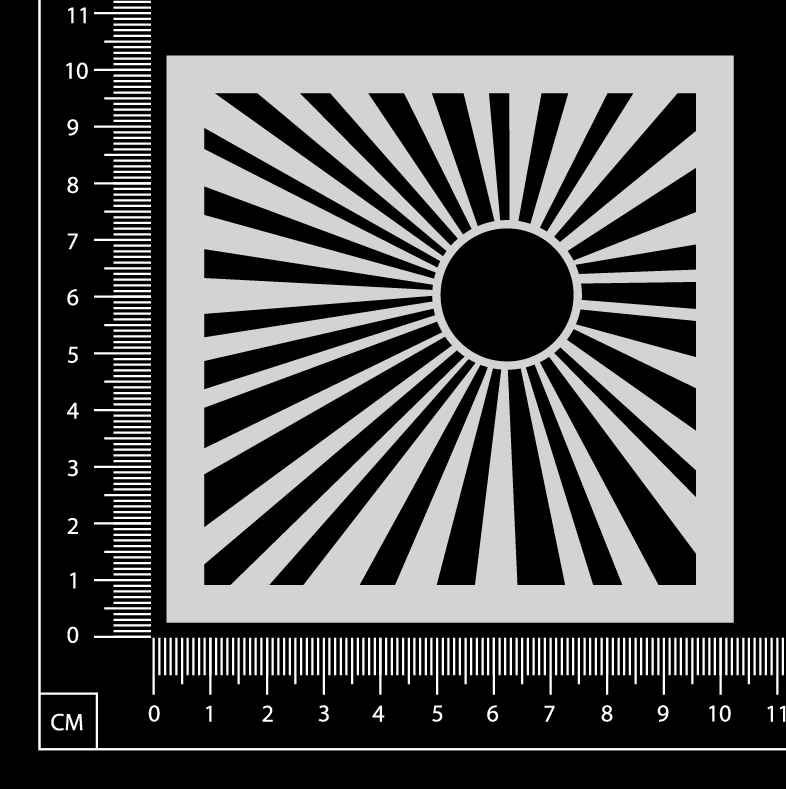 Suns Rays - Stencil - 100mm x 100mm