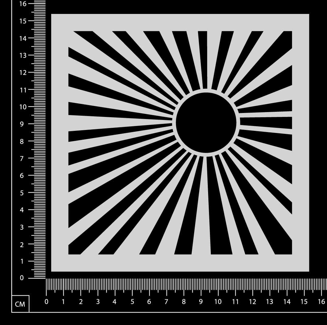 Suns Rays - Stencil - 150mm x 150mm